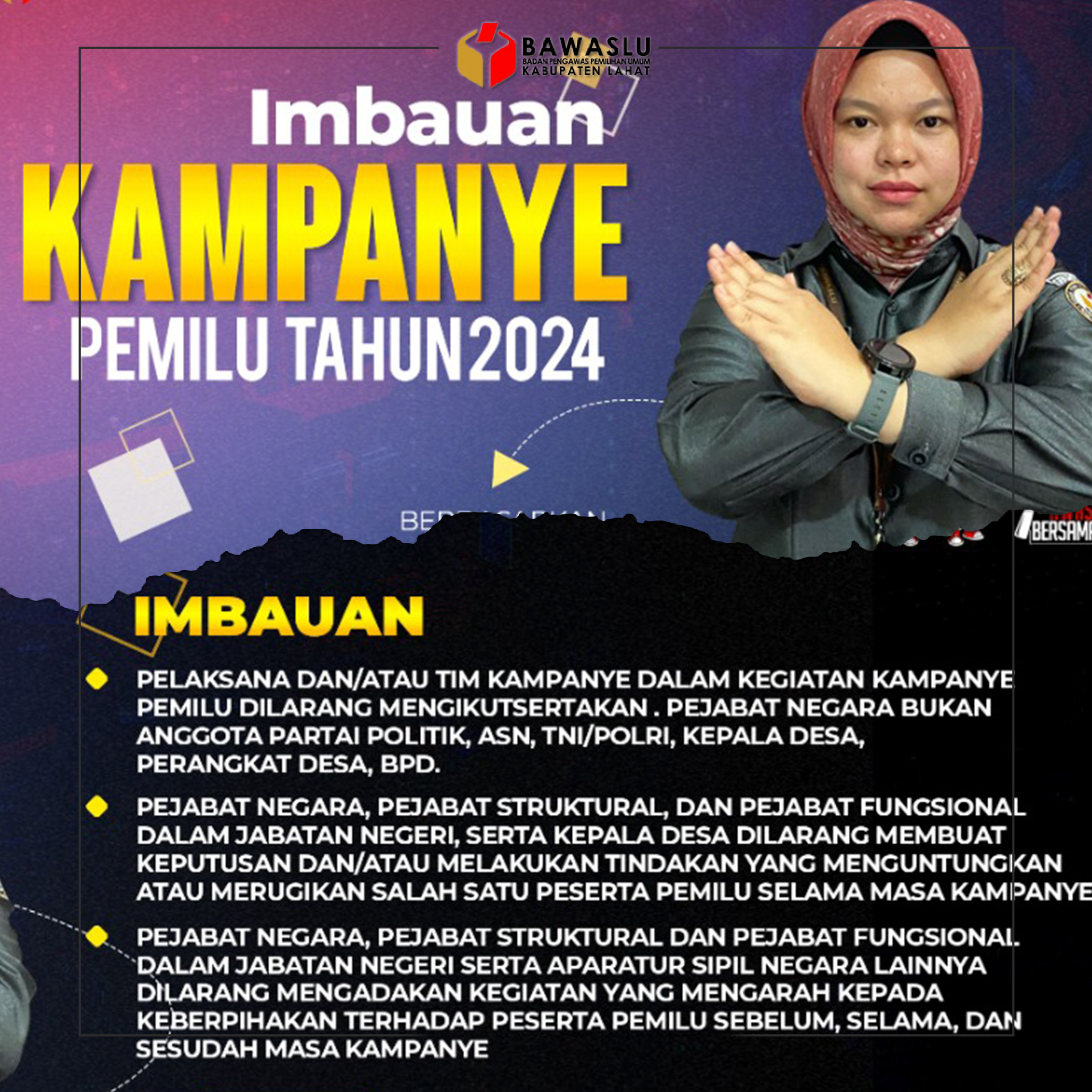 Bawaslu Lahat keluarkan Imbauan menjelang tahapan Kampanye pemilu Tahun 2024