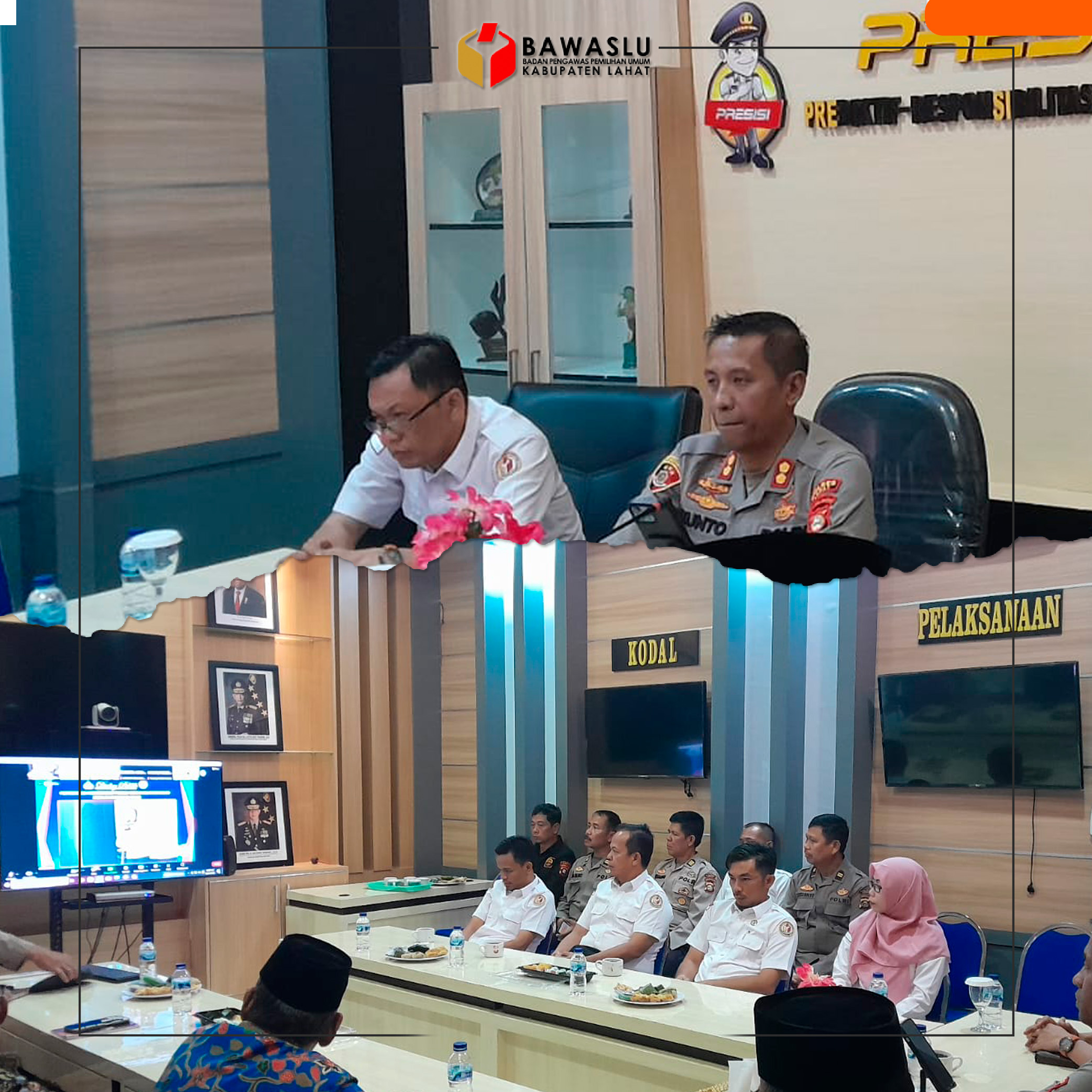 Memperkuat Pemilu Damai Dan Demokrasi maju, Bawaslu Lahat ikuti Metting Zoom di Ruang Rudal Polres Lahat 