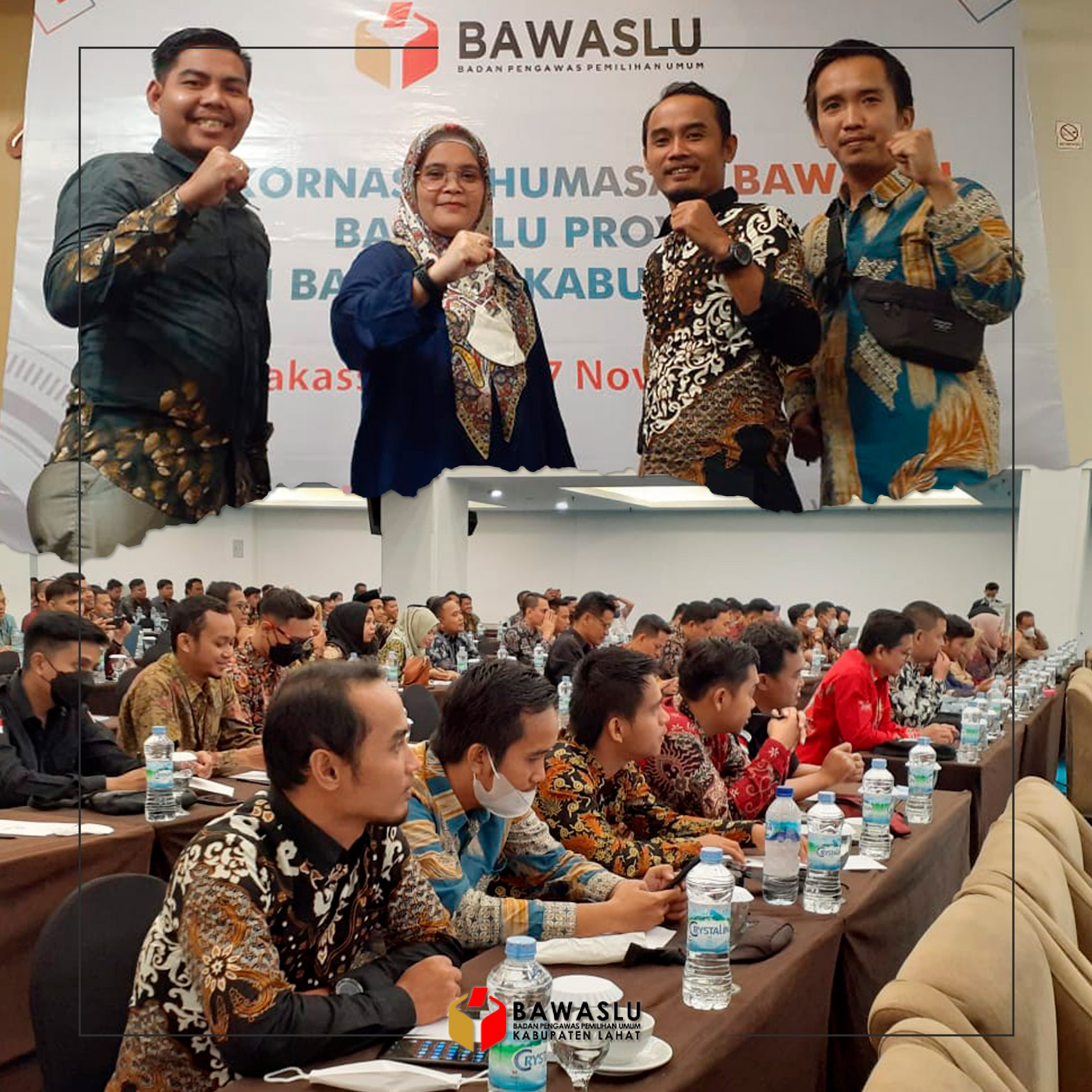 Bawaslu Kabupaten Lahat dan 4 Kabupaten Lainnya terpilih yang mewakili Sumatera Selatan mengikuti kegiatan Rapat Rapat Koordinasi Nasional Kehumasan Bawaslu