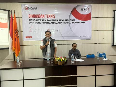 Sambutan Anggota Bawaslu Lahat Andra Juarsyah pada Bimbingan Teknis Pengawasan Tahapan Pemungutan dan Perhitungan Suara Pemilu Tahun 2024